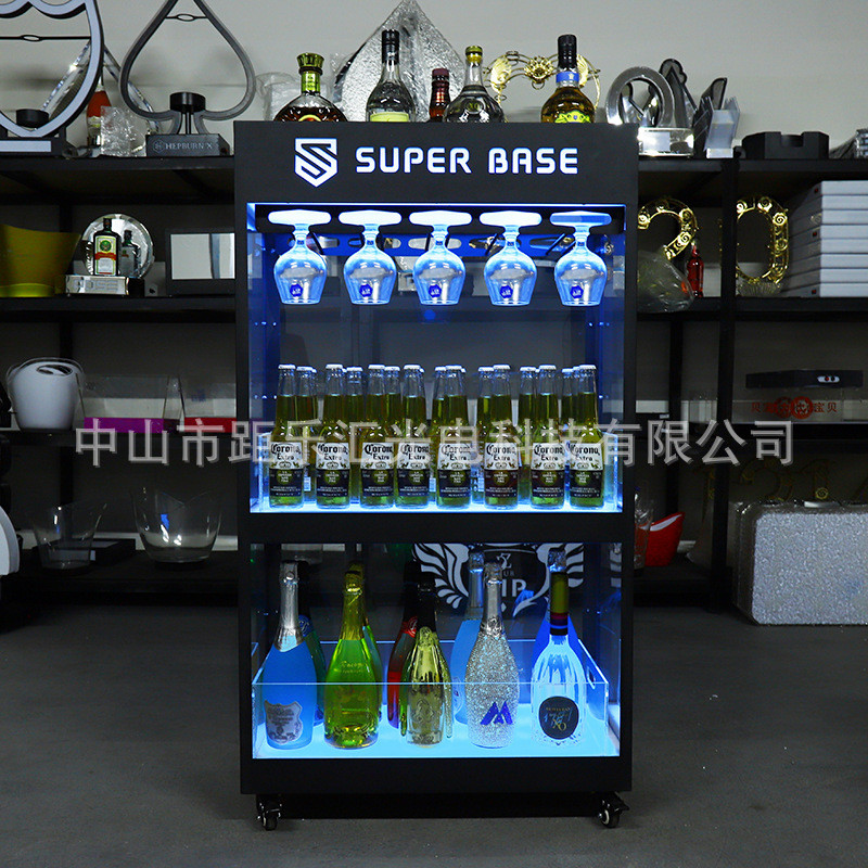 led发光酒柜酒吧红酒洋酒展示柜移动香槟柜xo酒架亚克力可ktv酒柜