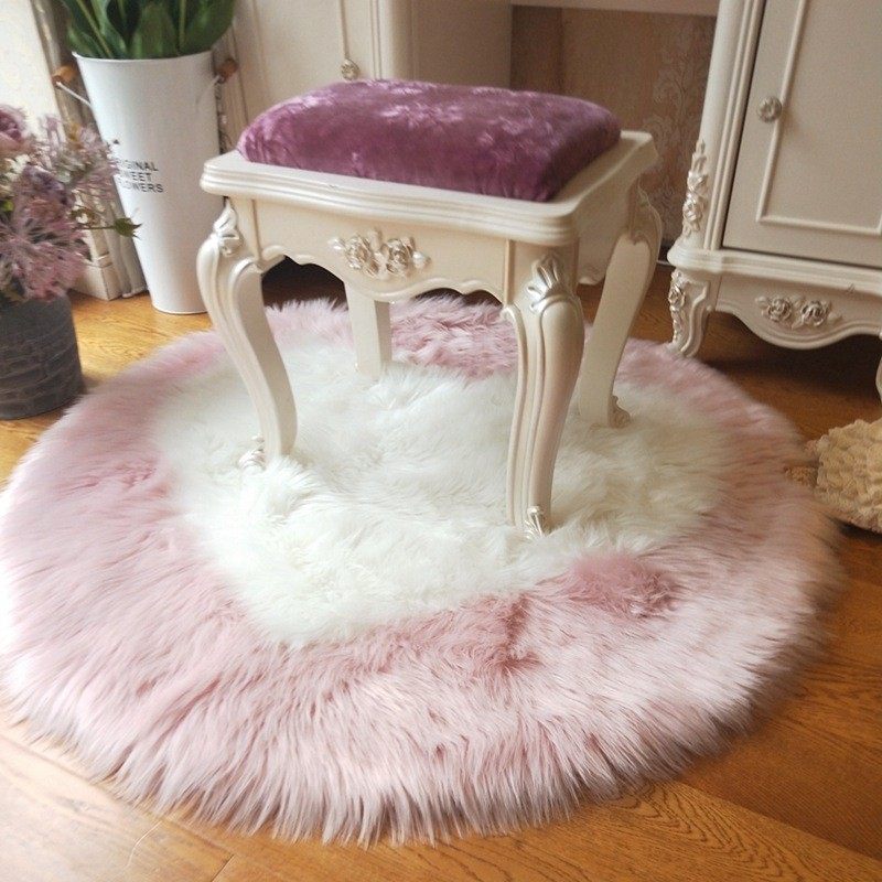 q683仿加厚长毛拼色地毯圆形沙发垫羊毛椅子垫可爱毛绒粉色少女心,居家布艺,地毯,淘宝优惠券,粉丝福利购,淘宝优惠卷