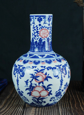 景德镇青花釉里红仿古中式家居陶瓷花瓶客厅装饰工艺品摆件