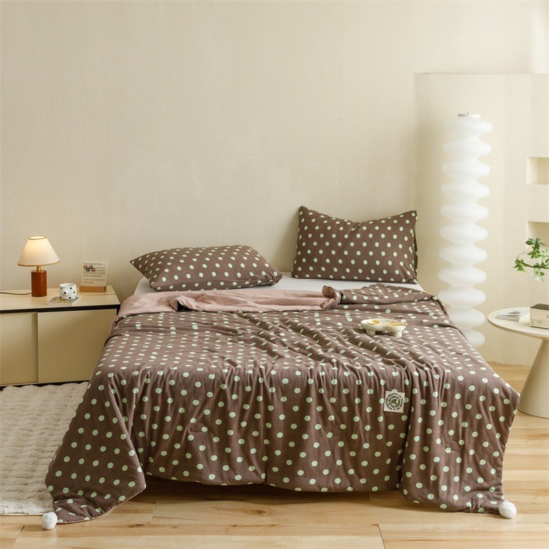 全棉针织棉大豆夏被薄被波点球球天竺棉空调被可水洗单双人少女心