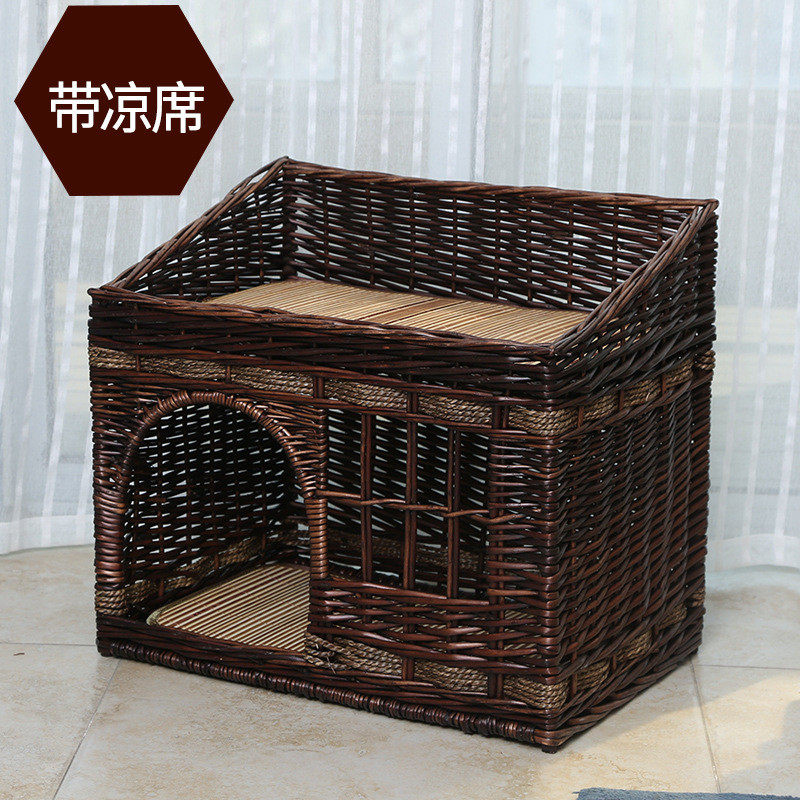 夏天用家庭竹编藤编筐猫窝幼猫专用多猫的猫咪空调窝创意夏日小奶