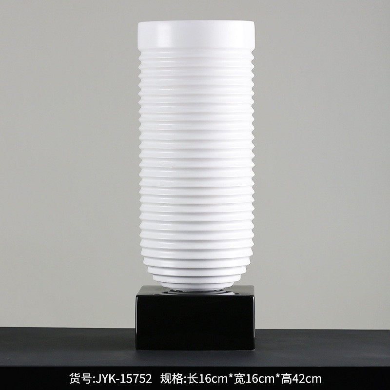 Bestwest美式条纹釉面陶瓷花瓶摆件家居客厅电视柜轻奢软装饰品