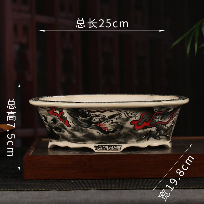 彩绘紫砂花盆批发复古装饰花卉海棠盆景盆阳台文竹落地花盆yzch20