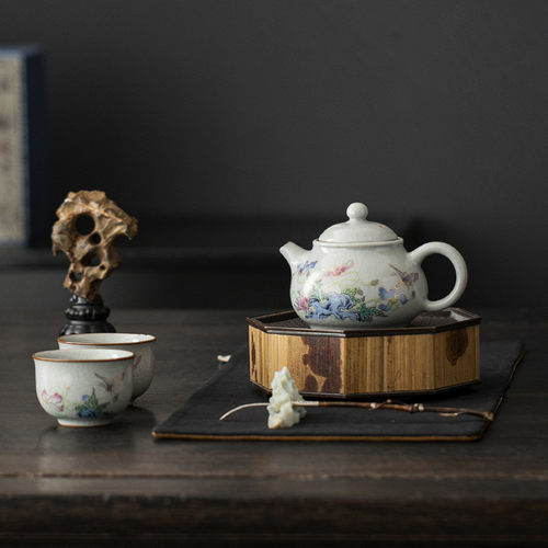 热销开汝窑茶具套装片茶具泡茶壶盖碗客杯茶海家用送礼办公室泡茶
