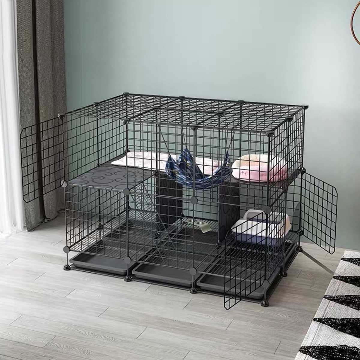 宠物围栏小型犬猫笼子隔离护栏中狗狗围栏猫咪栅栏室内猫爬架猫柜