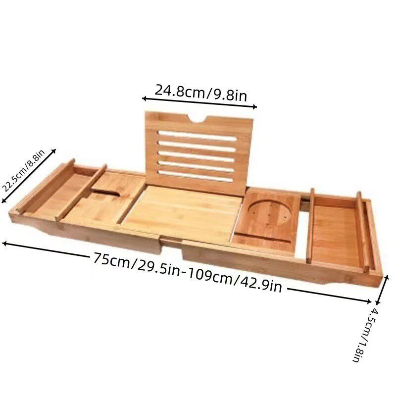 竹制浴缸架多功能泡澡手机浴桶卫生间平板支架浴盆收纳浴缸置物架