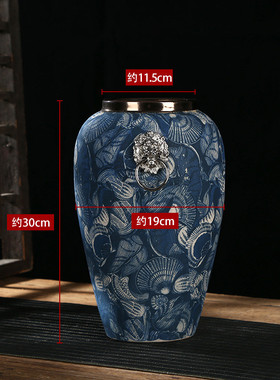 景德镇花瓶摆件陶瓷器客厅插花仿古青花瓷复古干花花瓶家居装饰品