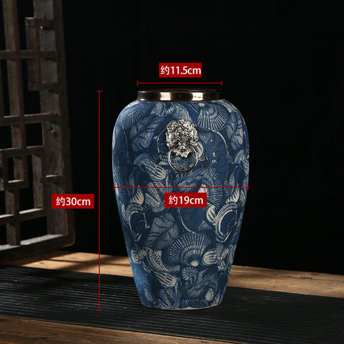 景德镇花瓶摆件陶瓷器客厅插花仿古青花瓷复古干花花瓶家居装饰品