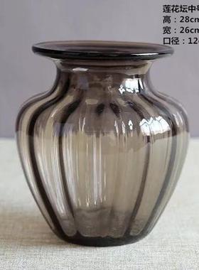 批发杂货莲花坛咖啡色蓝色玻璃花瓶客厅样板房装饰品插花摆件日式