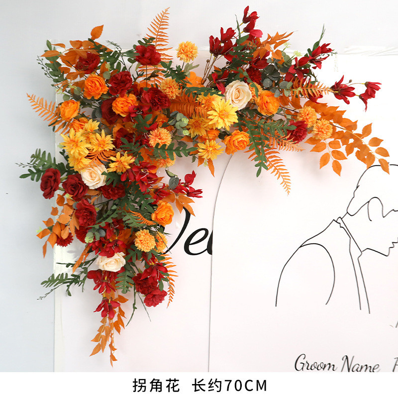 拐角花仿真花婚庆道具仿真路引花背景架拐角花铁艺几何屏风橱挂花