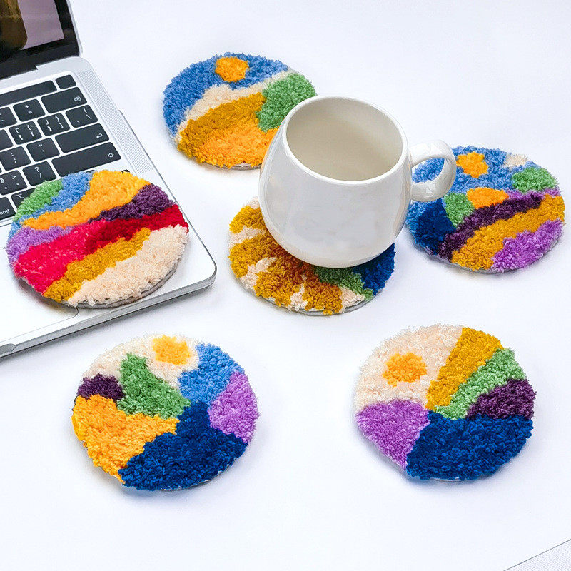 杯垫6个风景手作戳戳绣手工diy材料包一套戳针隔热垫毛线画解压,居家布艺,家纺布艺/布料面料缝制服务,淘宝优惠券,粉丝福利购,淘宝优惠卷