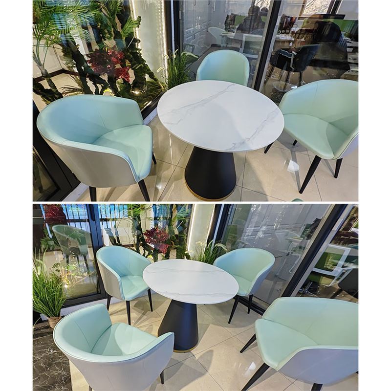 轻奢洽谈桌椅组合接待4s酒店休闲商务会客谈判售楼处岩板小圆桌子