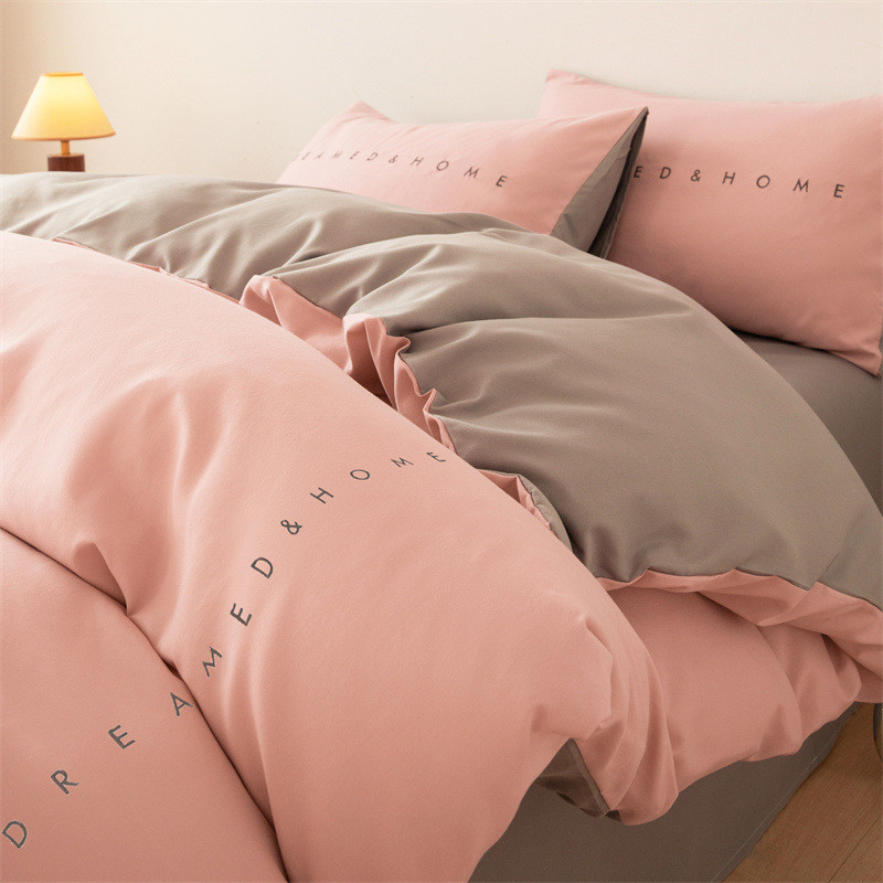 宿舍床上三件套磨毛四件套高级感床品被套床单床笠水洗棉加厚批发