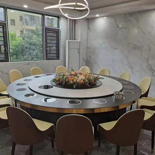 无烟一人一锅火锅桌子电磁炉一体商用饭店包厢酒店电动岩板餐桌