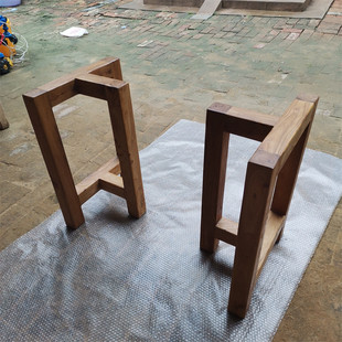 实木桌腿支架桌腿桌架老榆木实木茶台脚大板支架承重支撑桌子简约