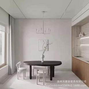 北欧书桌现代简约异形办公桌餐桌侘寂风实木茶桌会议桌极简电脑桌