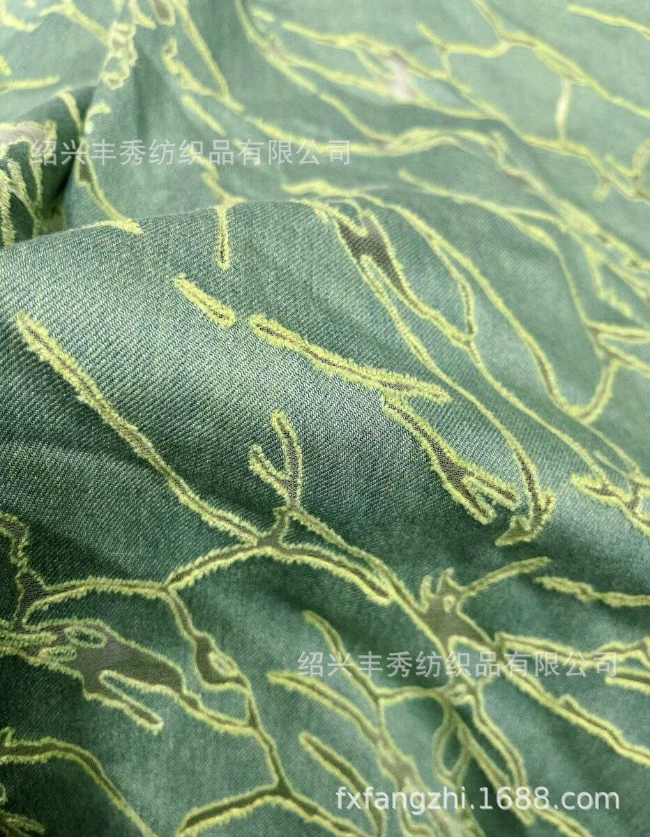 джинсовая ткань 源头厂家彩色镂空烧服装面料烂花牛仔面料休闲时尚花烧花4547#