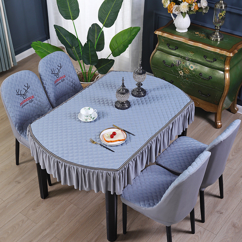 2toe批发加厚弧形椅子套罩家用凳子套餐椅套椭圆形餐桌布通用弹力