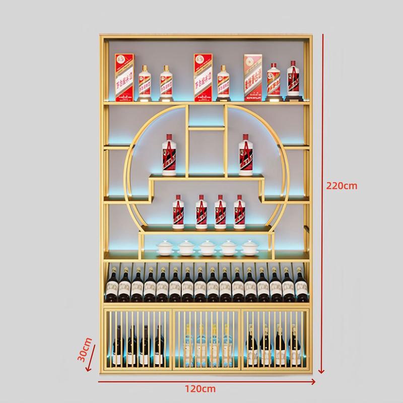 红酒落地发光酒架酒柜多层展示柜商用白酒红酒收纳展示架铁艺烤漆