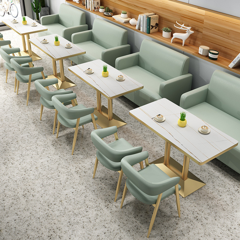 现代简约咖啡厅西餐厅奶茶店卡座沙发休闲洽谈区料理店桌椅组合