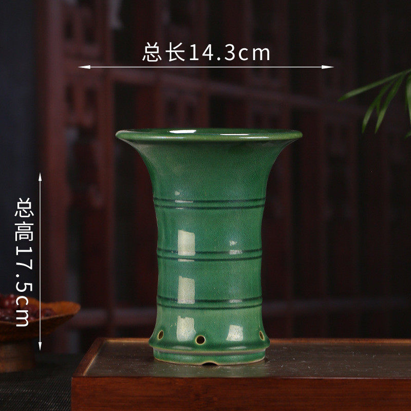 小竹节兰花盆大气儒雅矮牵牛多肉各种花卉摆件宜兴釉水批发ylh08