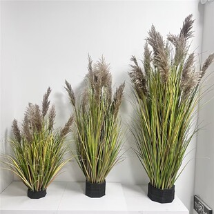 芦苇草仿真花装饰假花绿植盆栽室内花箱蒲苇狗尾巴草仿真花造景