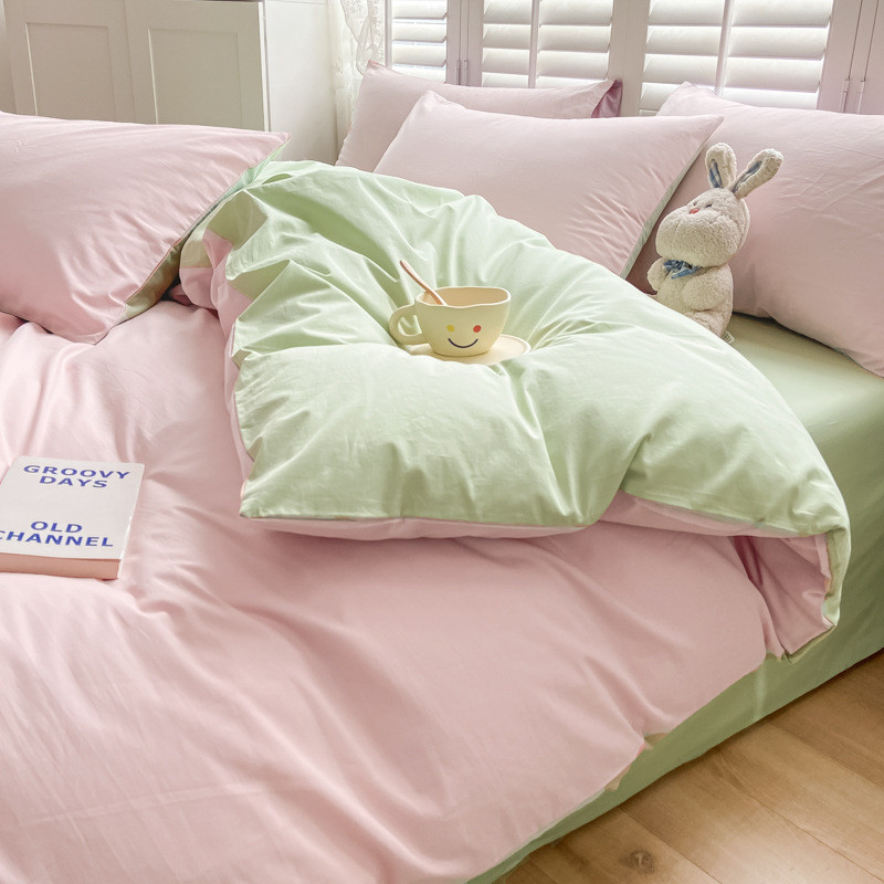 宝藏套件~ins北欧简约混搭水洗棉磨毛床单四件套宿舍床上三件套