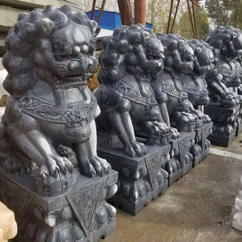 石狮子一对厂家动物公司小区门口石狮子摆件仿古雕刻供应石雕装饰