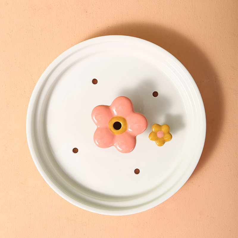 萌趣陶瓷新款宠物小花饮水器成套宠物自动饮水喂食器猫喝水喷泉