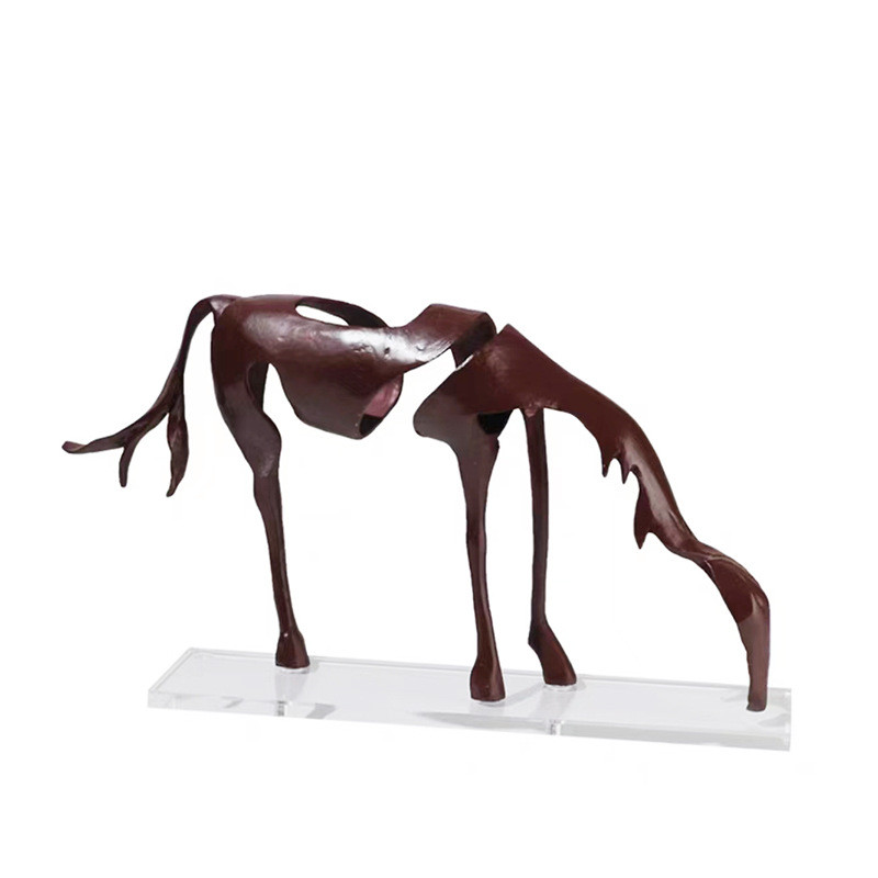 新中式样板间书房软装饰品摆件书桌书柜客厅桌面金属创意马装饰品