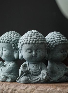 z655宇轩青小茶宠砂石如来摆件中式国风茶盘摆放假山鱼缸造景精