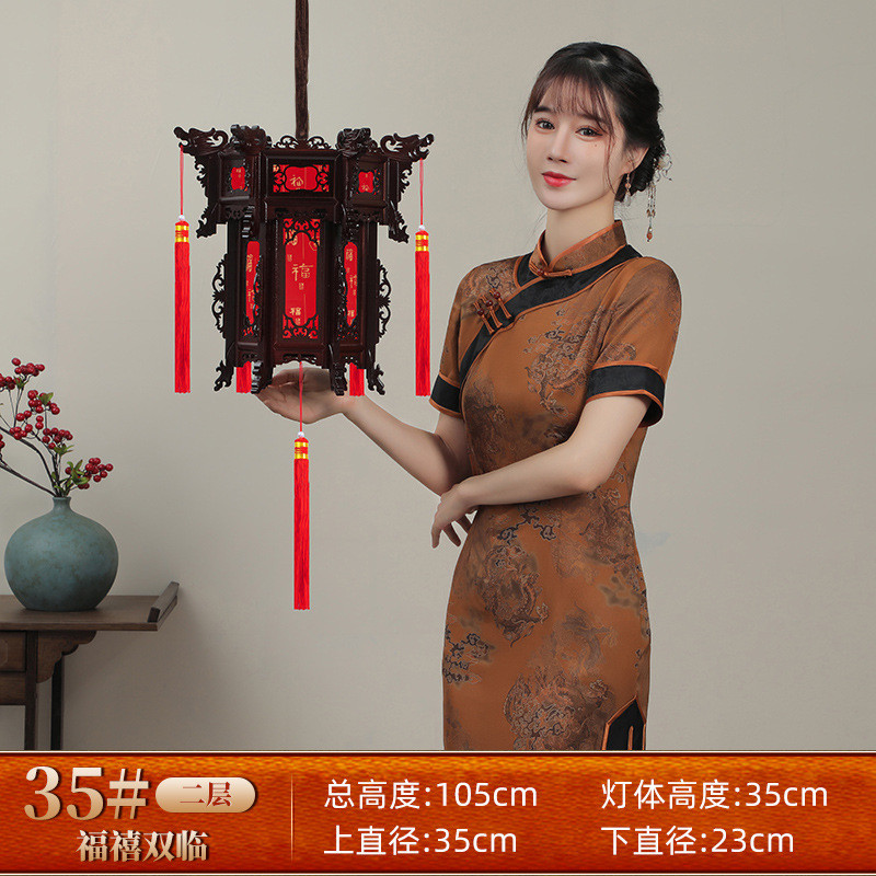 批发中国风户外古风灯笼实木宫灯街道仿古景区结婚景区装饰走马灯