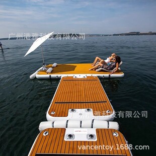 水上充气浮排码头海上浮板多人休闲浮台游艇钓鱼平台防滑浮桥户外