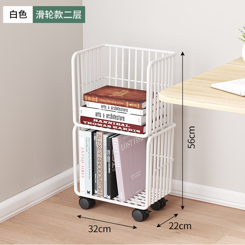 简易批发书架落地可移动置物架桌面收纳小型多层铁艺办公桌下窄书