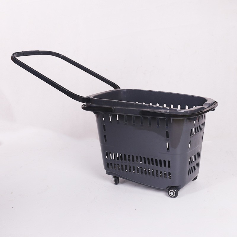 商场框手提篮带轮拉杆塑料购物超市购物篮ktv商场高档篮筐子手提
