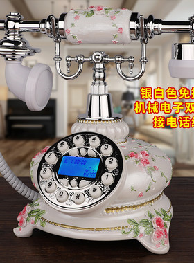 实木电话机摆件装饰欧式复古仿古欧式批发旋转老式家用电话批发