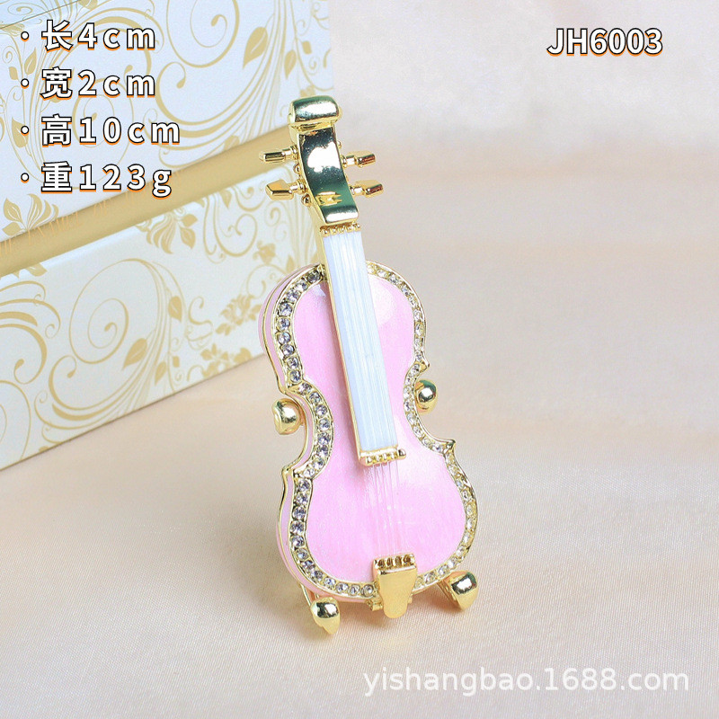 韩版小提琴七宝彩首饰盒水钻精致手工艺品珐琅烧轻奢摆件家居饰品