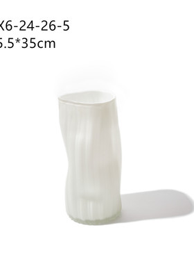 创意大口手工哑光直筒客厅电视柜透明花瓶居家玻璃酒店软装装饰瓶