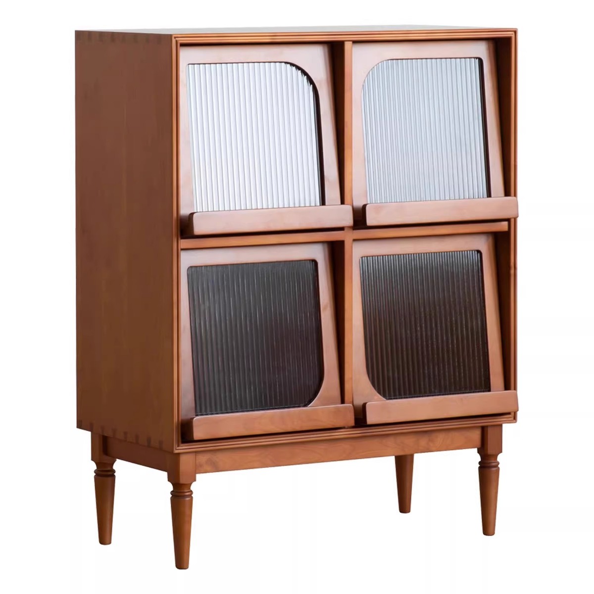 严选实木书柜家用客厅沙发收纳边柜杂志柜小户型复古玄关储物柜