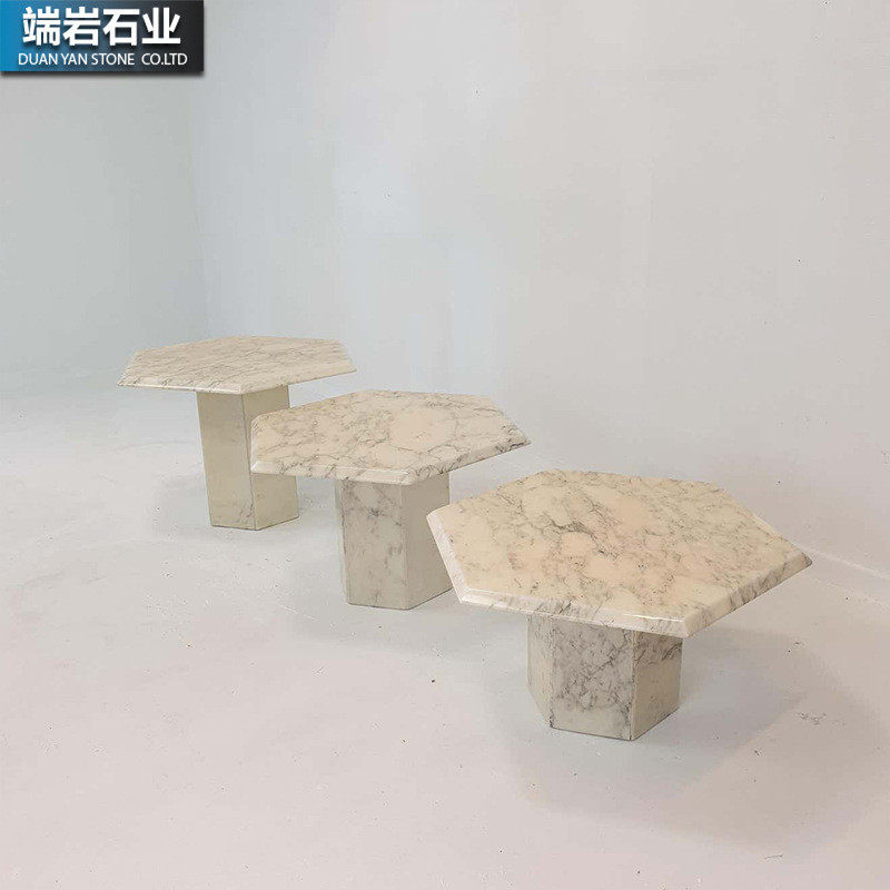 天然设计石大花白大理石方形台面书桌茶台餐边桌现代装饰岛台洞