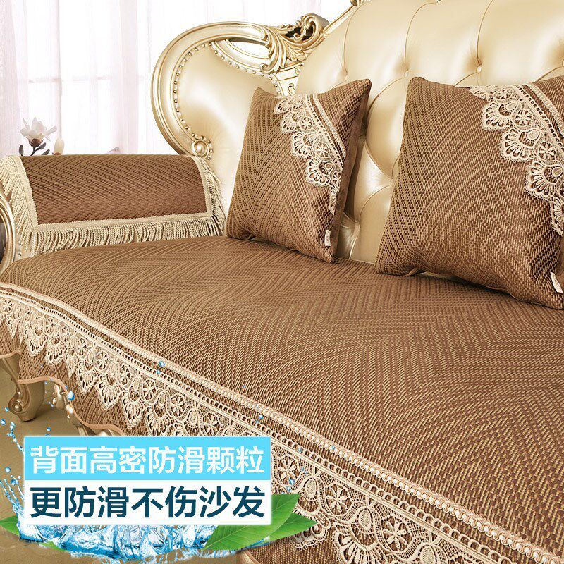 夏季沙发垫2024新款轻奢高级感欧式藤席冰丝四季通用防滑凉垫套罩