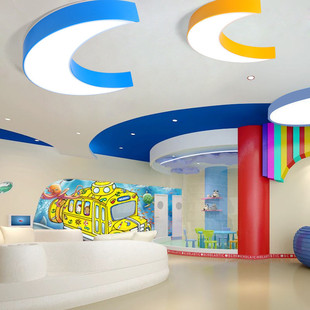 LED吸顶灯简约创意个性 月亮托儿所彩色舞蹈教室灯具幼儿园造型灯