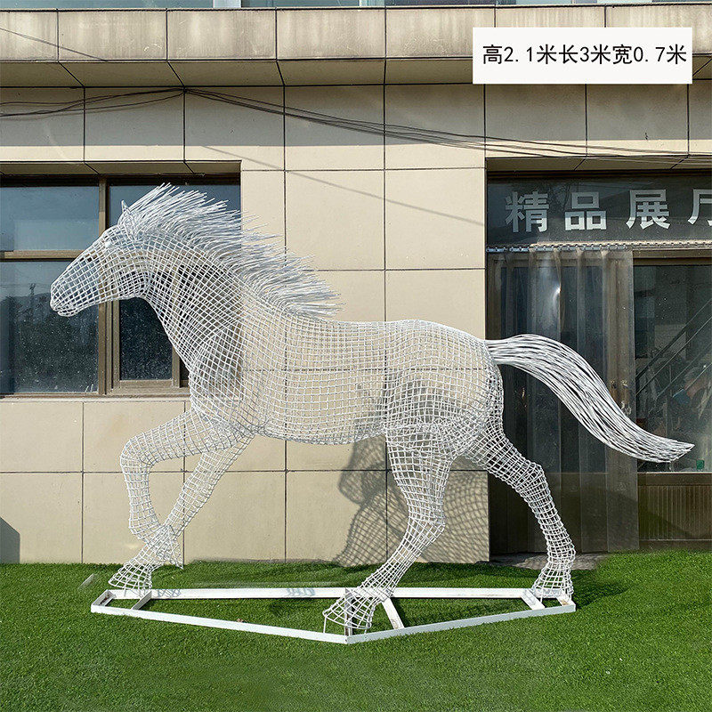 热销不锈钢景观几何雕塑公园户外庭院广场景观摆件不锈钢马切面马