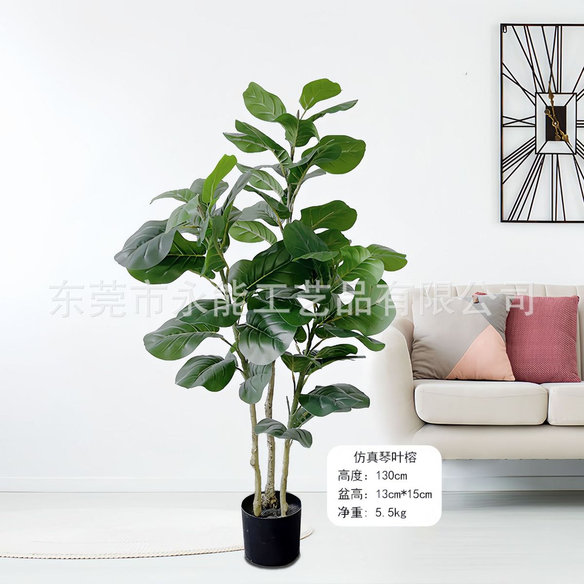 网红盆栽仿真琴叶榕室内客厅落地ins服装店橱窗绿色假植物琴叶榕