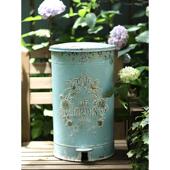 9zrt复古垃圾桶花园庭院浮雕脚踏垃圾桶摆件别墅铁艺户外垃圾桶