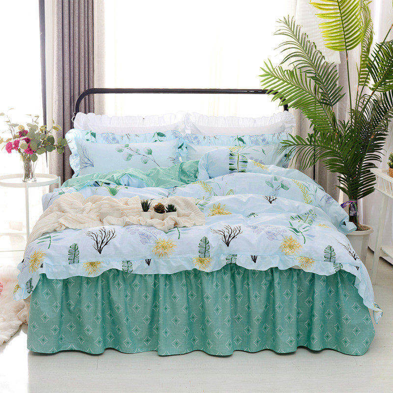 套件5-1厂家直销全棉斜纹暖冬系列花边款配床裙被套四件套