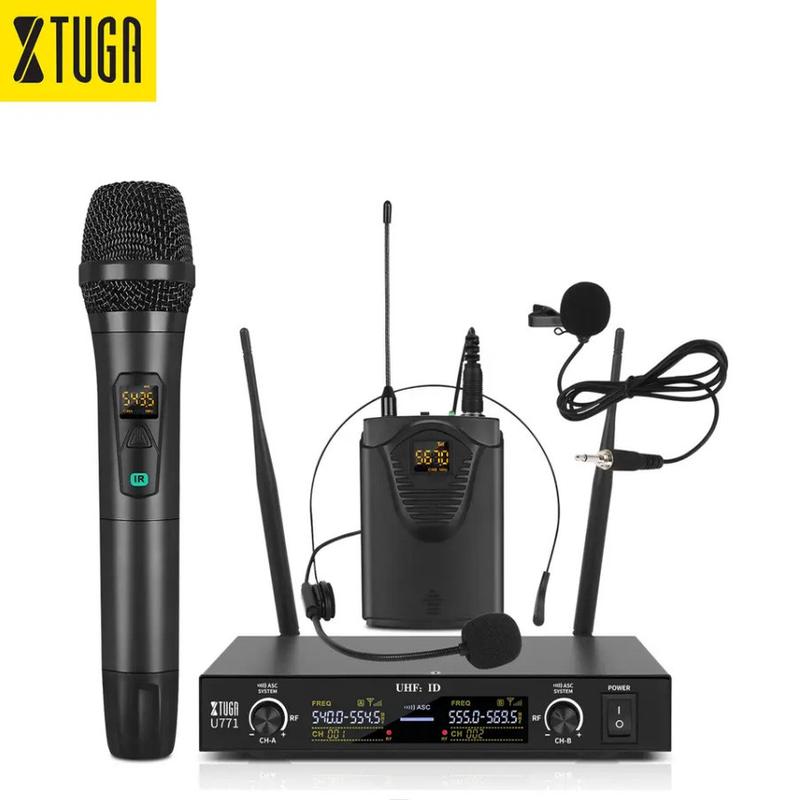 XTUGA一拖二无线麦克风U段调频话筒演出会议演讲头戴耳麦腰包U771
