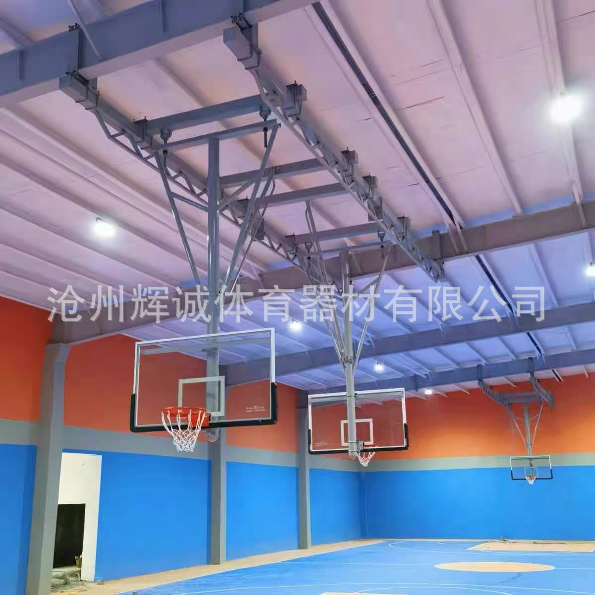 悬空篮球架房顶吊顶悬挂式儿童壁挂式篮球馆篮球架手摇升降篮球框
