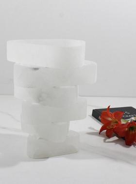 热销层叠轻奢云石现代错位花器艺术花瓶摆件样板间酒店民宿装饰品