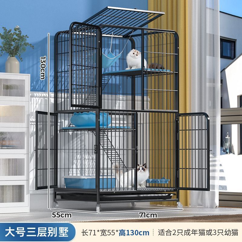 yq猫笼子猫别墅家用室内带厕所一体超大自由空间猫屋猫窝猫舍猫咪